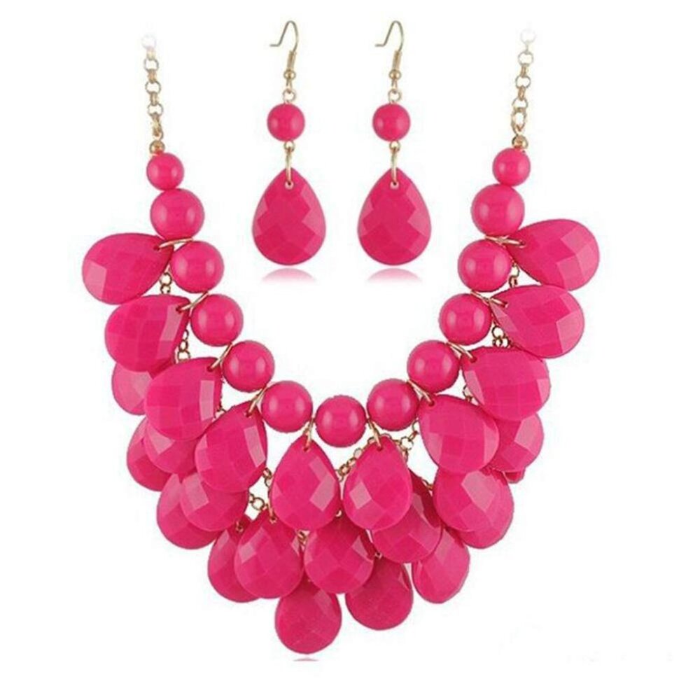 Floating Bubble Teardrop Statement Necklace Boho … - image 1